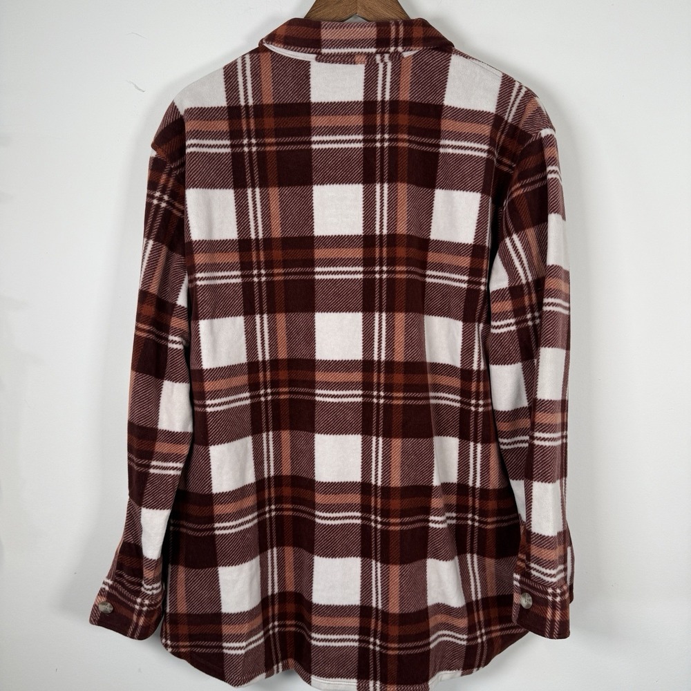 Eddie Bauer Shacket Women's Burnt Orange White Full Button Down Warm XL Fleece - Picture 5 of 5